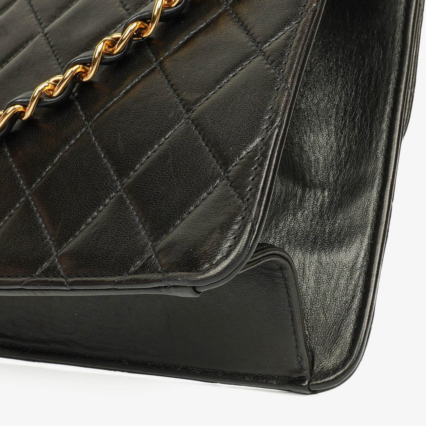 Chanel Classic Single Flap Tasche aus schwarzem gestepptem Lammleder mit 24K vergoldeter Hardware