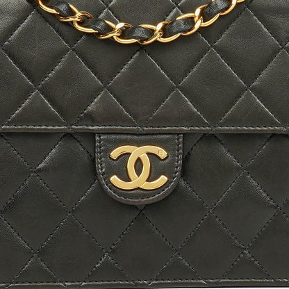 Chanel Classic Single Flap Tasche aus schwarzem gestepptem Lammleder mit 24K vergoldeter Hardware