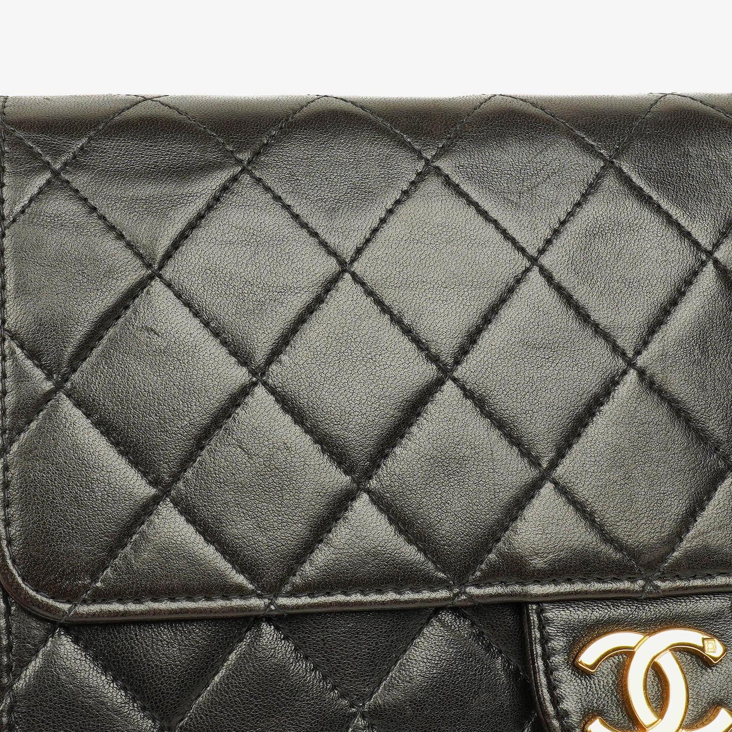 Chanel Classic Single Flap Tasche aus schwarzem gestepptem Lammleder mit 24K vergoldeter Hardware