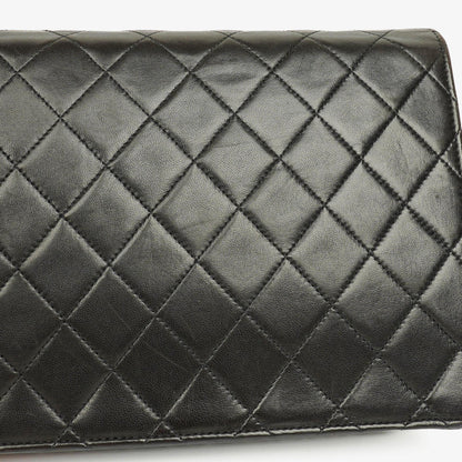 Chanel Classic Single Flap Tasche aus schwarzem gestepptem Lammleder mit 24K vergoldeter Hardware