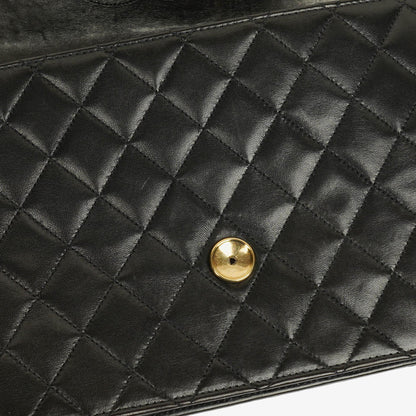 Chanel Classic Single Flap Tasche aus schwarzem gestepptem Lammleder mit 24K vergoldeter Hardware