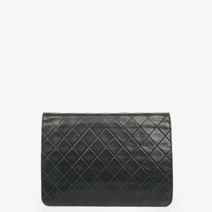 Chanel Classic Single Flap Tasche aus schwarzem gestepptem Lammleder mit 24K vergoldeten Beschlägen