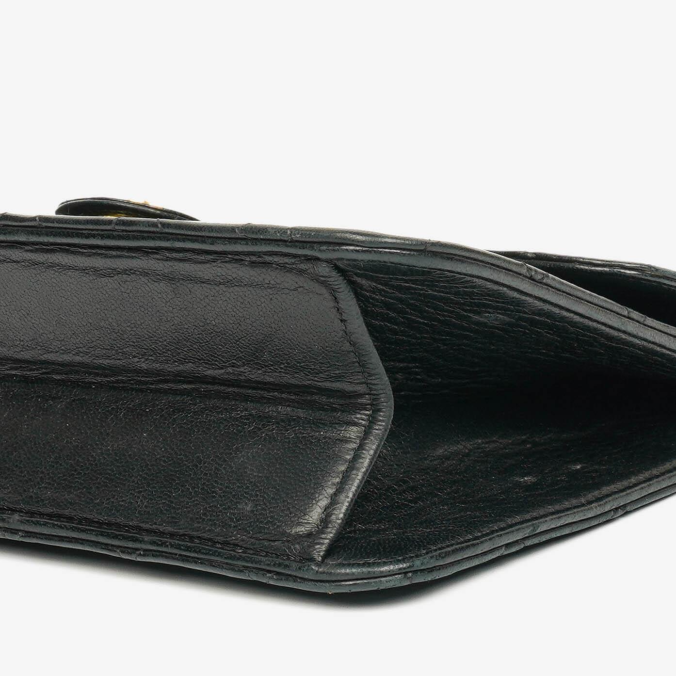 Chanel Classic Single Flap Tasche aus schwarzem gestepptem Lammleder mit 24K vergoldeten Beschlägen