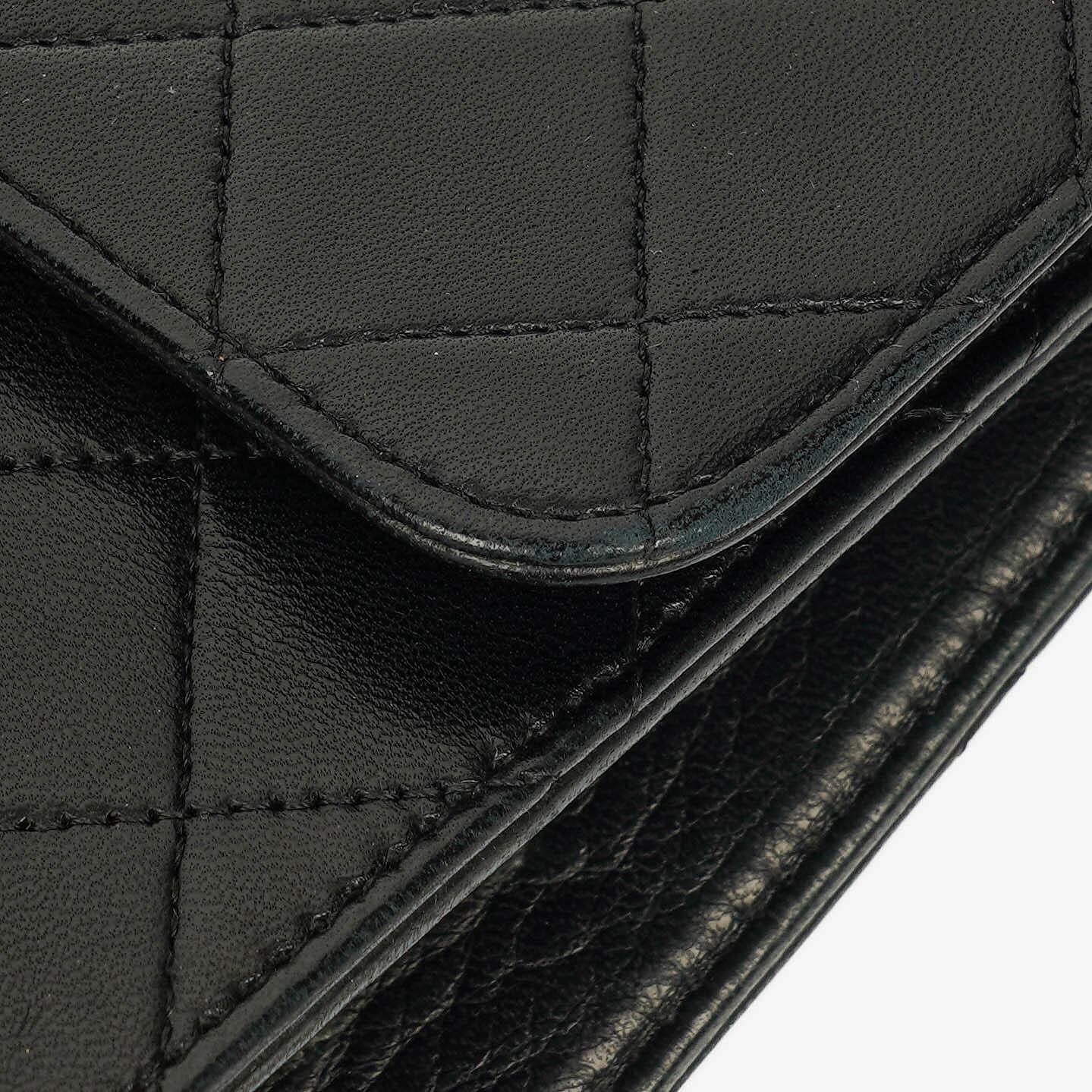 Chanel Classic Single Flap Tasche aus schwarzem gestepptem Lammleder mit 24K vergoldeten Beschlägen