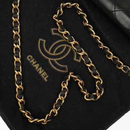 Chanel Classic Single Flap Tasche aus schwarzem gestepptem Lammleder mit 24K vergoldeten Beschlägen