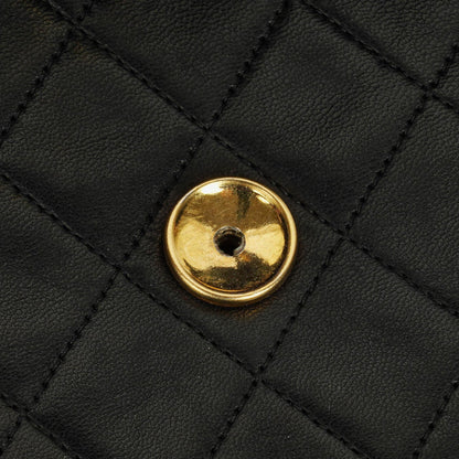 Chanel Classic Single Flap Tasche aus schwarzem gestepptem Lammleder mit 24K vergoldeten Beschlägen