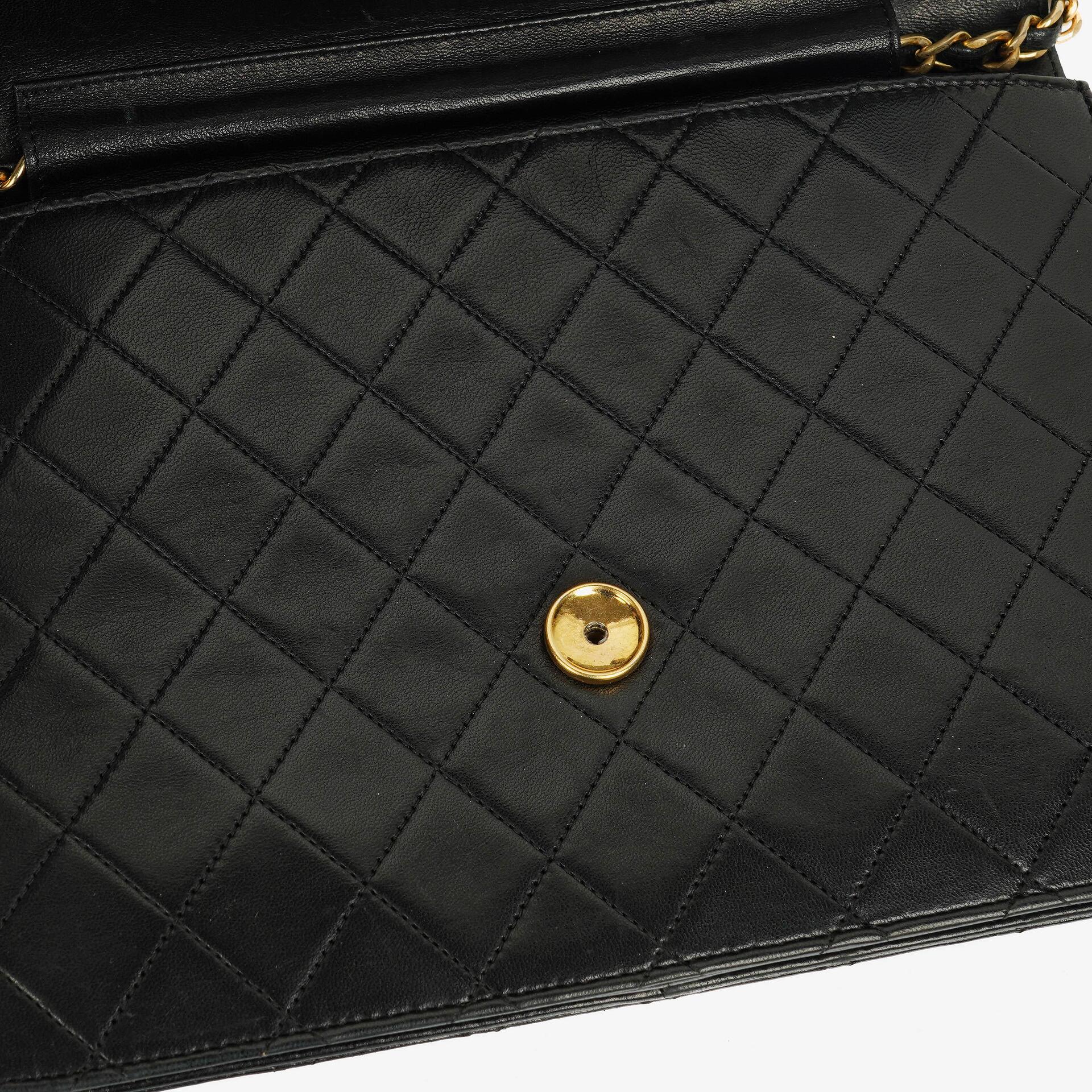 Chanel Classic Single Flap Tasche aus schwarzem gestepptem Lammleder mit 24K vergoldeten Beschlägen