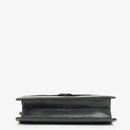 Chanel Classic Einzelklapp-Tasche Schwarzes Steppiertes Lammleder Mit 24K Vergoldeter Hardware