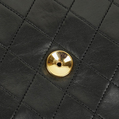 Chanel Classic Einzelklapp-Tasche Schwarzes Steppiertes Lammleder Mit 24K Vergoldeter Hardware