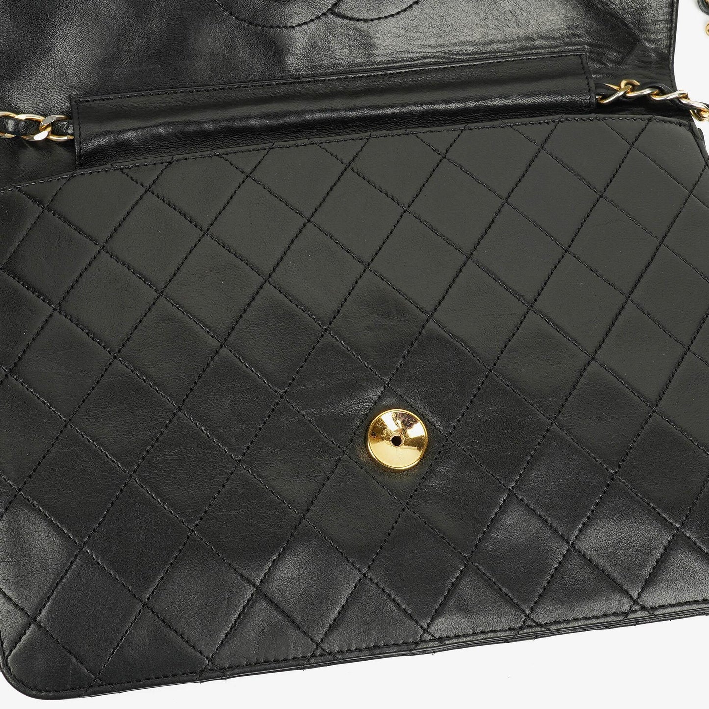 Chanel Classic Einzelklapp-Tasche Schwarzes Steppiertes Lammleder Mit 24K Vergoldeter Hardware