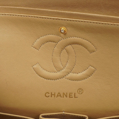 Chanel Classic Kleine Double Flap Tasche aus beigem gestepptem Lammleder mit 24K vergoldeter Hardware