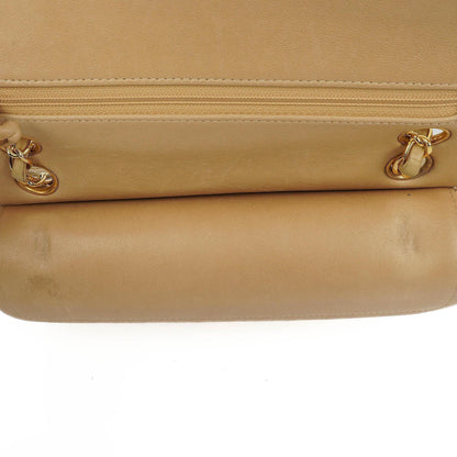 Chanel Classic Kleine Double Flap Tasche aus beigem gestepptem Lammleder mit 24K vergoldeter Hardware