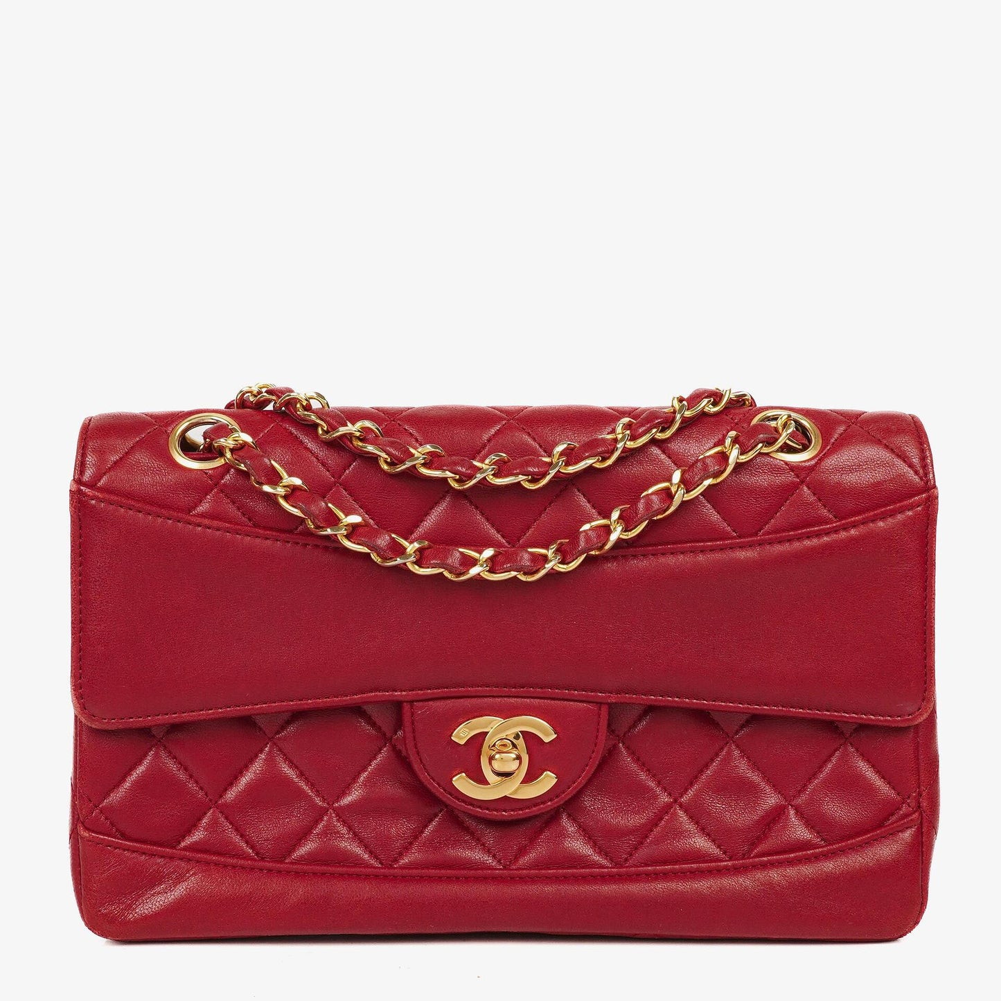 Chanel Classic Small Flap Bag aus rotem Lammleder mit 24K vergoldeter Hardware