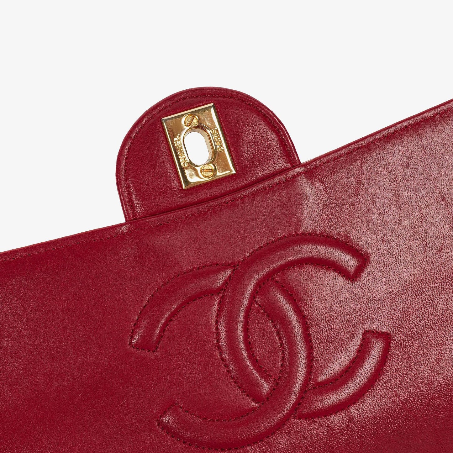 Chanel Classic Small Flap Bag aus rotem Lammleder mit 24K vergoldeter Hardware