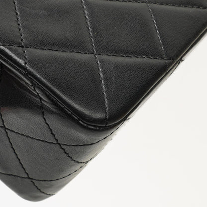 Chanel Classic Square Double Flap Tasche Schwarz Lammleder Steppung mit 24K vergoldeten Beschlägen 1986-1988