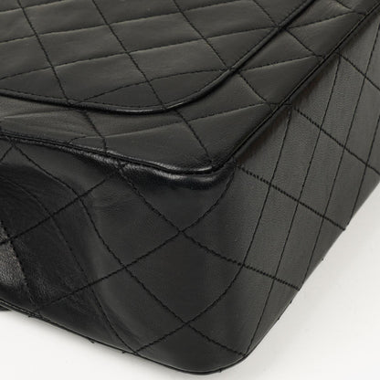 Chanel Classic Square Double Flap Tasche Schwarz Lammleder Steppung mit 24K vergoldeten Beschlägen 1986-1988