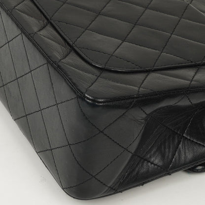 Chanel Classic Square Double Flap Tasche Schwarz Lammleder Steppung mit 24K vergoldeten Beschlägen 1986-1988