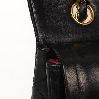 Chanel Classic Square Double Flap Tasche Schwarz Lammleder Steppung mit 24K vergoldeten Beschlägen 1986-1988