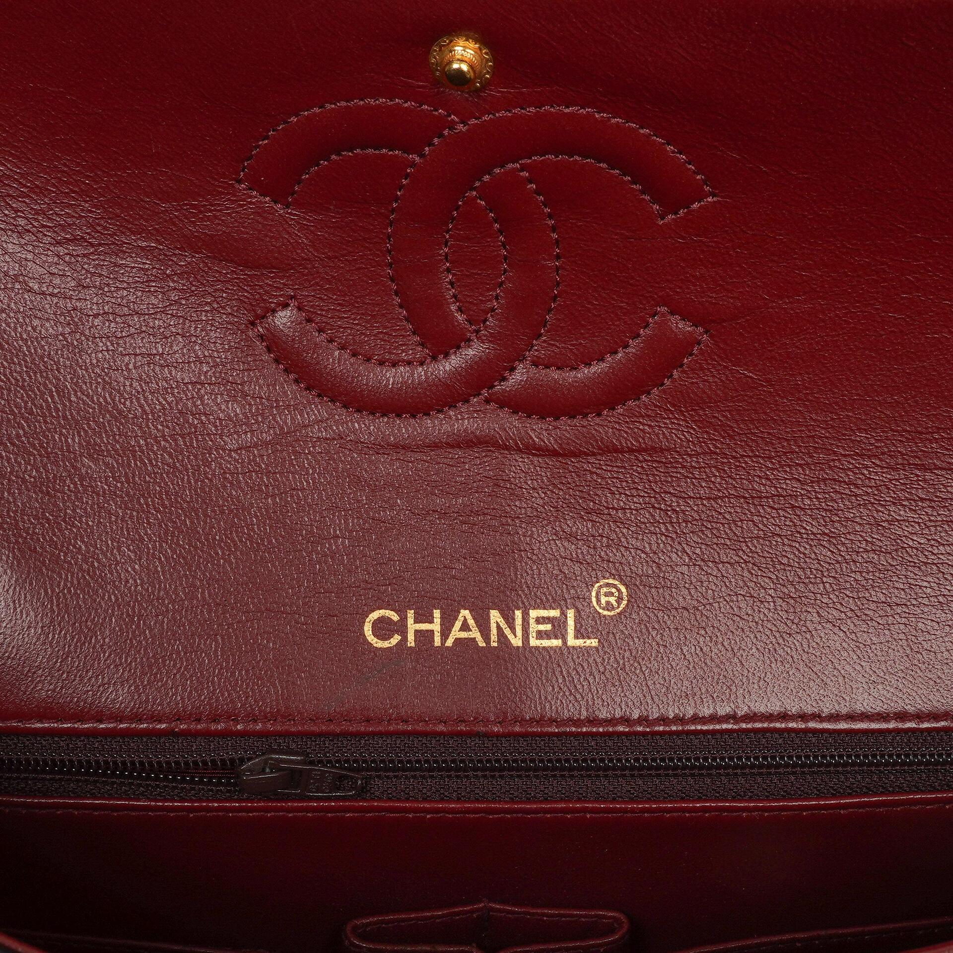 Chanel Classic Square Double Flap Tasche Schwarz Lammleder Steppung mit 24K vergoldeten Beschlägen 1986-1988