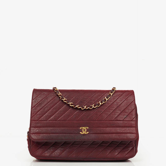 Chanel Klassische Diagonal Gesteppt Lammleder Einzelklappe Tasche mit 24K Vergoldeter Hardware
