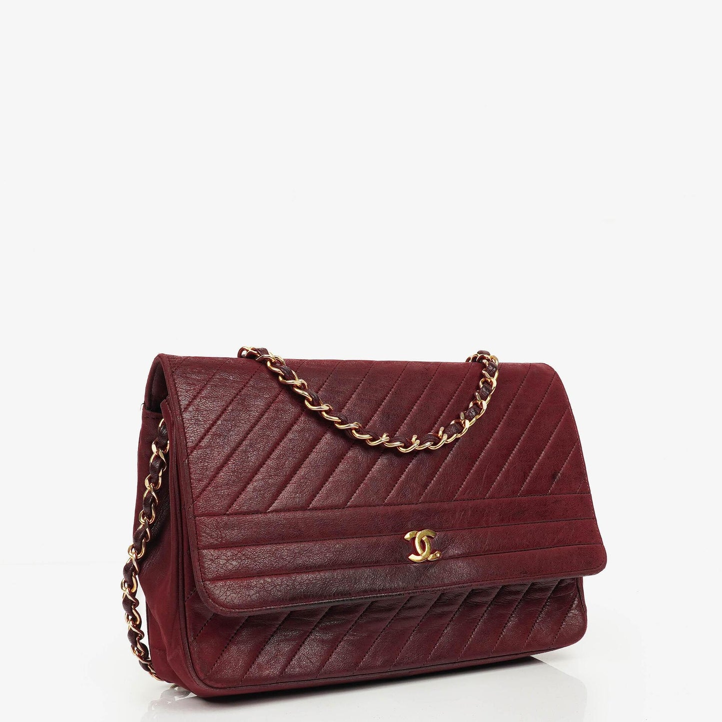 Chanel Klassische Diagonal Gesteppt Lammleder Einzelklappe Tasche mit 24K Vergoldeter Hardware