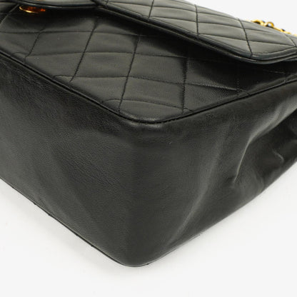 Chanel Medium Classic Vintage Double Flap Tasche Schwarz Stepp-Lammleder 24K vergoldete Beschläge
