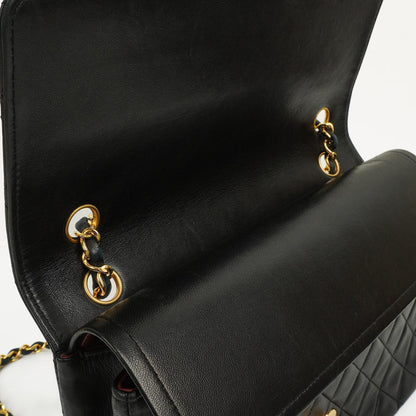 Chanel Medium Classic Vintage Double Flap Tasche Schwarz Stepp-Lammleder 24K vergoldete Beschläge