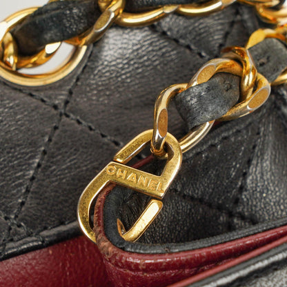 Chanel Classic Vintage Medium Trapeztasche aus schwarzem gestepptem Lammleder, 1989-1991