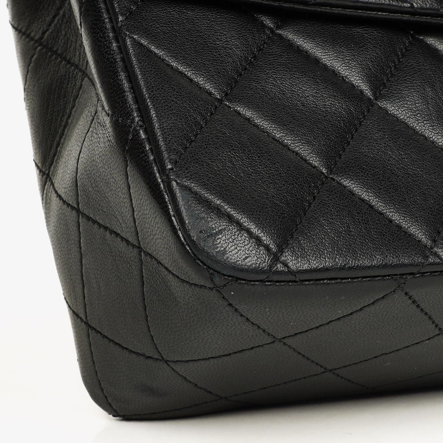 Chanel Classic Vintage Single Flap Tasche in Schwarz aus gestepptem Lammleder mit 24K vergoldeten Beschlägen
