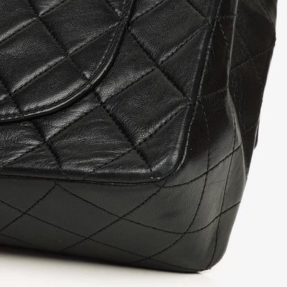 Chanel Classic Vintage Single Flap Tasche in Schwarz aus gestepptem Lammleder mit 24K vergoldeten Beschlägen