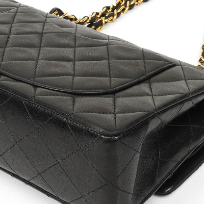 Chanel Classic Vintage Small Doppelklappen Tasche Schwarz gestepptes Lammleder mit 24K Goldplattierten Beschlägen