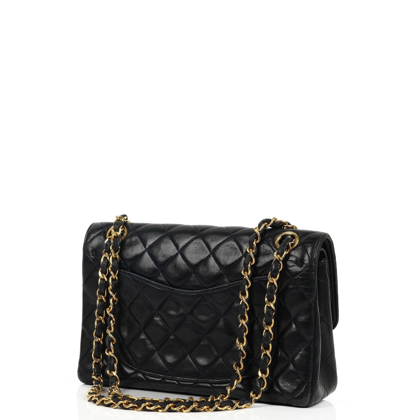 Chanel Classic Vintage Small Doppelklappen Tasche Marineblau gestepptes Lammleder mit 24K Goldplattierten Beschlägen