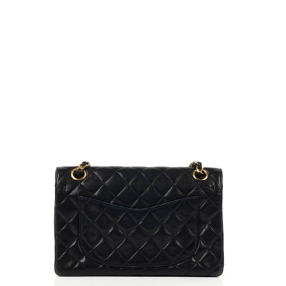 Chanel Classic Vintage Small Doppelklappen Tasche Marineblau gestepptes Lammleder mit 24K Goldplattierten Beschlägen