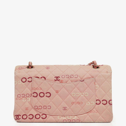 Chanel COCO Print Medium Classic Double Flap Tasche mit 24K vergoldeten Beschlägen