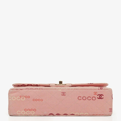 Chanel COCO Print Medium Classic Double Flap Tasche mit 24K vergoldeten Beschlägen