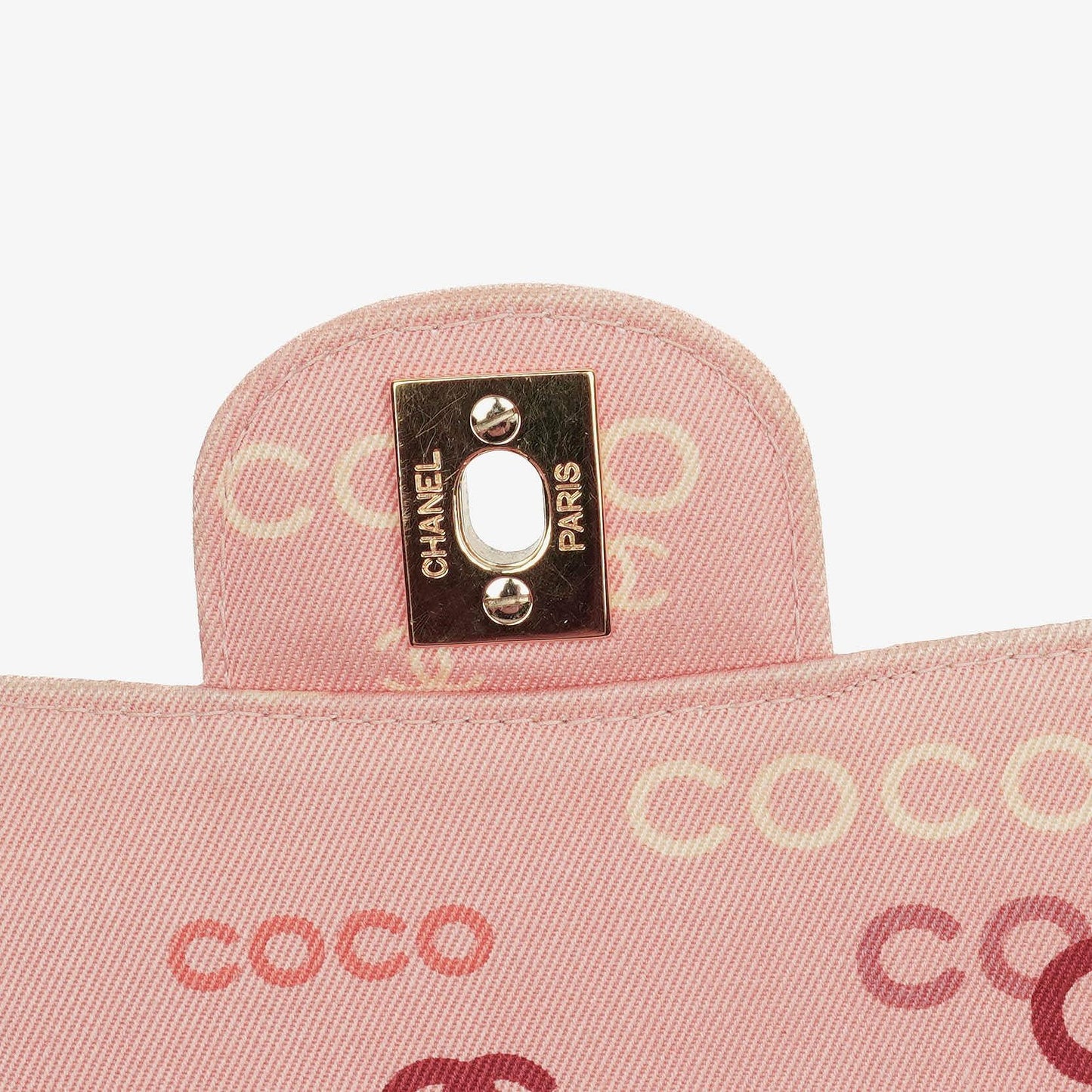 Chanel COCO Print Medium Classic Double Flap Tasche mit 24K vergoldeten Beschlägen