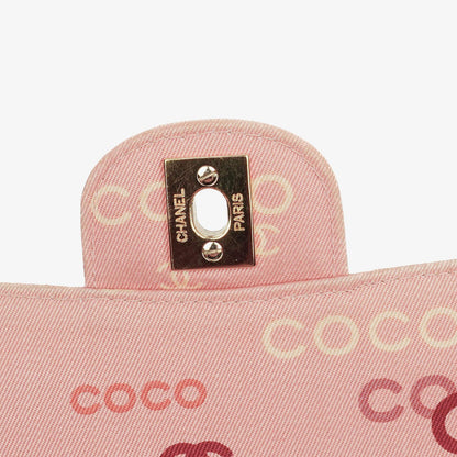 Chanel COCO Print Medium Classic Double Flap Tasche mit 24K vergoldeten Beschlägen