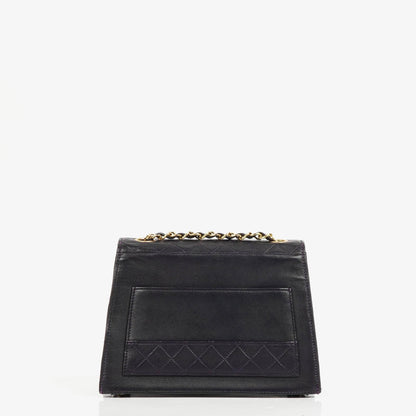 Chanel Vintage Mini Trapeze Classic Single Flap Bag Dunkelviolett Gequiltetes Lammleder