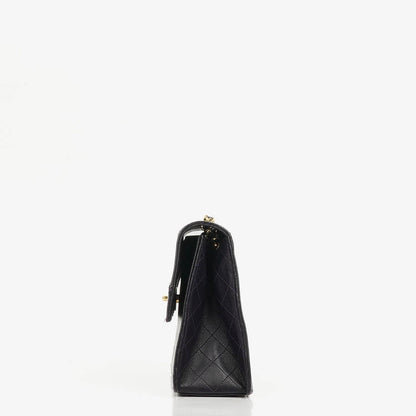 Chanel Vintage Mini Trapeze Classic Single Flap Bag Dunkelviolett Gequiltetes Lammleder