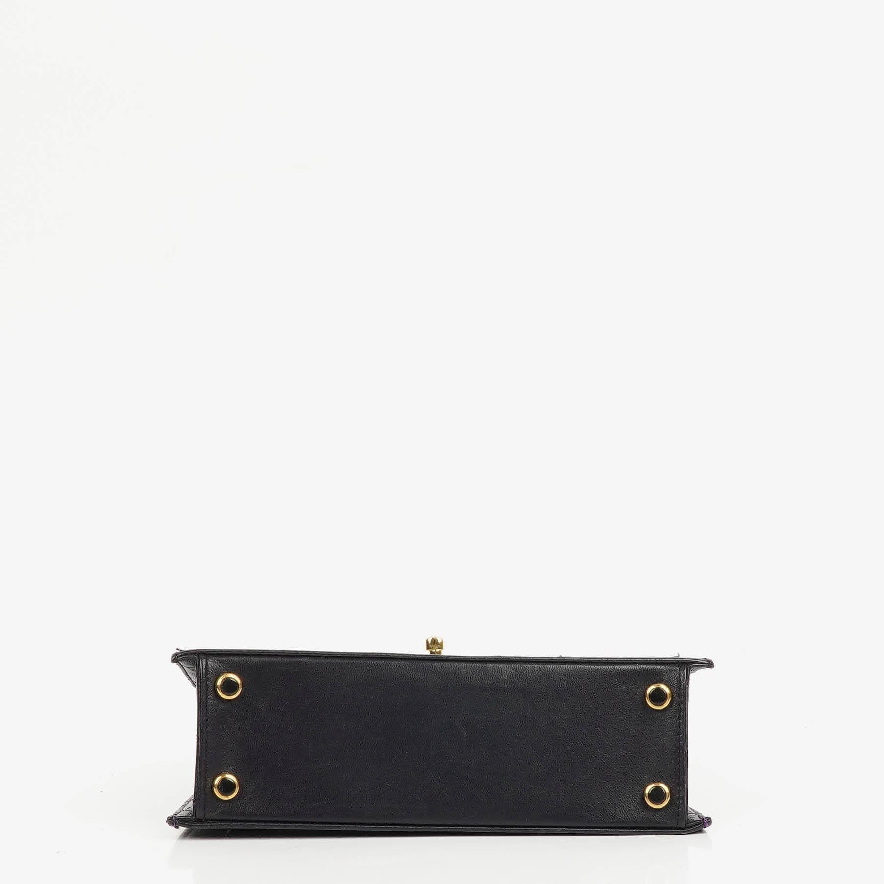 Chanel Vintage Mini Trapeze Classic Single Flap Bag Dunkelviolett Gequiltetes Lammleder