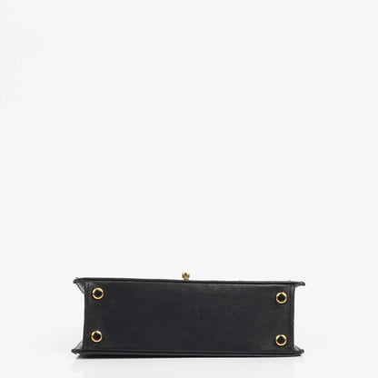 Chanel Vintage Mini Trapeze Classic Single Flap Bag Dunkelviolett Gequiltetes Lammleder