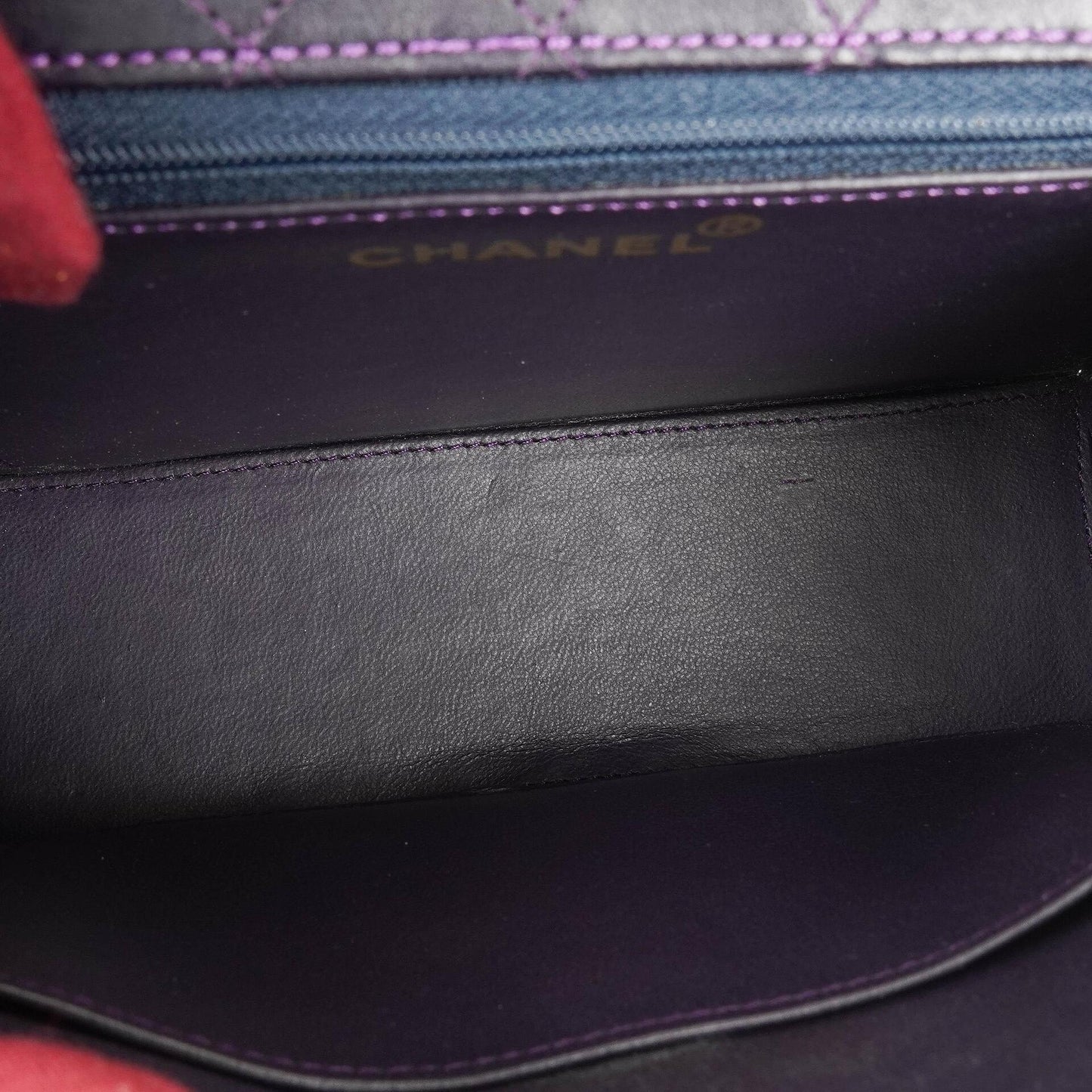 Chanel Vintage Mini Trapeze Classic Single Flap Bag Dunkelviolett Gequiltetes Lammleder