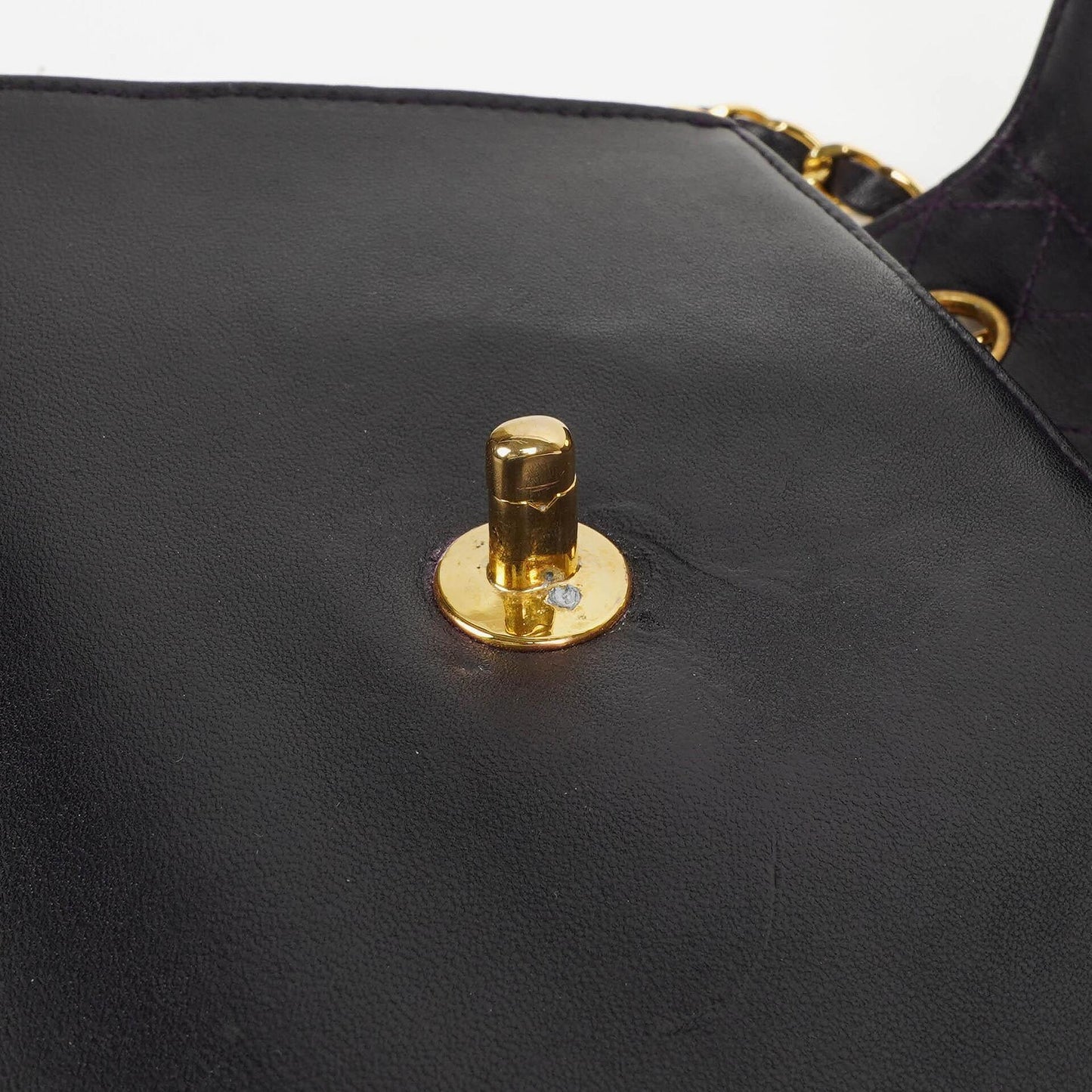 Chanel Vintage Mini Trapeze Classic Single Flap Bag Dunkelviolett Gequiltetes Lammleder