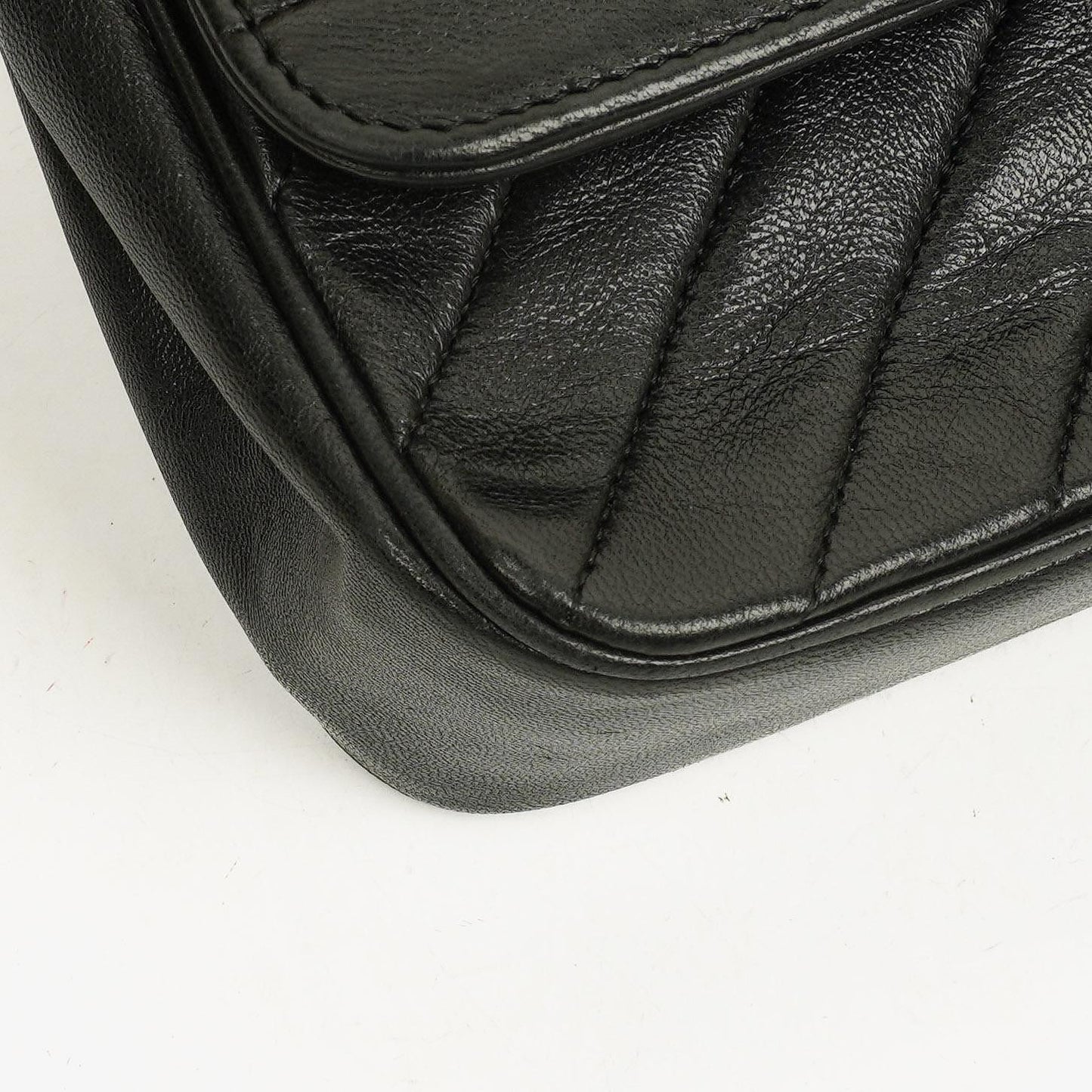 Chanel Diagonal Medium Classic Single Flap Tasche aus schwarzem gestepptem Lammleder mit 24K vergoldeter Hardware