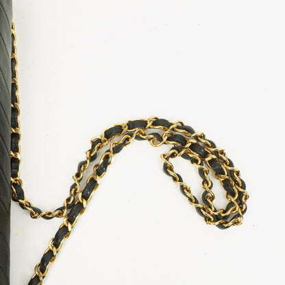 Chanel Diagonal Medium Classic Single Flap Tasche aus schwarzem gestepptem Lammleder mit 24K vergoldeter Hardware