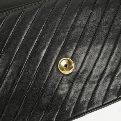 Chanel Diagonal Medium Classic Single Flap Tasche aus schwarzem gestepptem Lammleder mit 24K vergoldeter Hardware