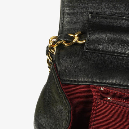 Chanel Diagonal Medium Classic Single Flap Tasche aus schwarzem gestepptem Lammleder mit 24K vergoldeter Hardware
