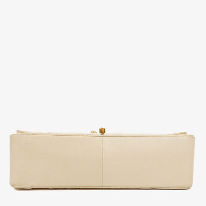 Chanel Diana Vintage Medium Flap Bag aus beigem gestepptem Lammleder mit 24K vergoldeten Beschlägen