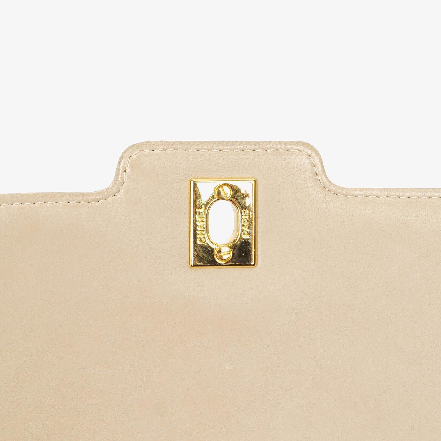 Chanel Diana Vintage Medium Flap Bag aus beigem gestepptem Lammleder mit 24K vergoldeten Beschlägen