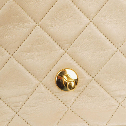 Chanel Diana Vintage Medium Flap Bag aus beigem gestepptem Lammleder mit 24K vergoldeten Beschlägen